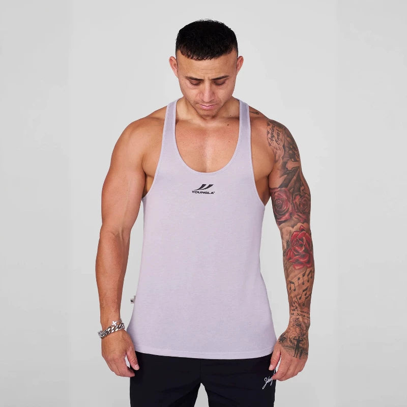 YOONGLA Summer Men's Fitness Shirt Sleeveless Tank Top Quick drying Stretch Sports Training Running High stretch Top