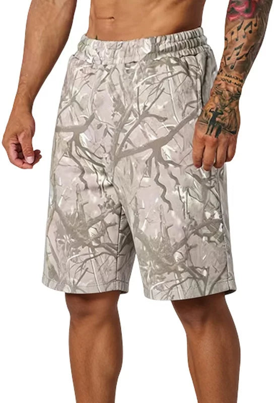 YOUNG LA American style withered leaf shorts men's casual camouflage summer retro letter loose fitness sports beach pants