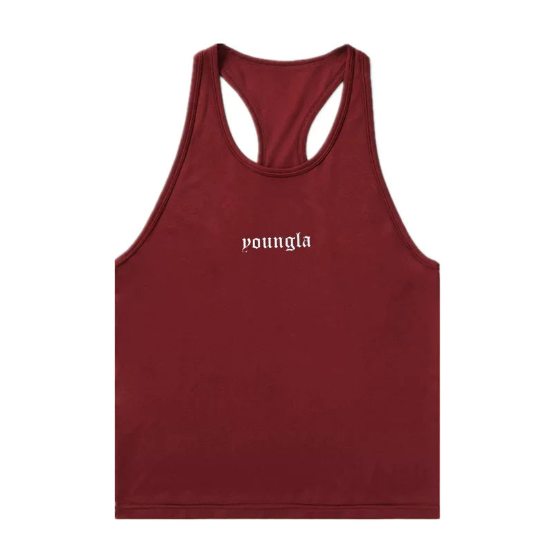 YOONGLA Summer Running Fitness Sleeveless Fashion Leisure Breathable Elastic Muscle Giant Roll Iron Tank Top
