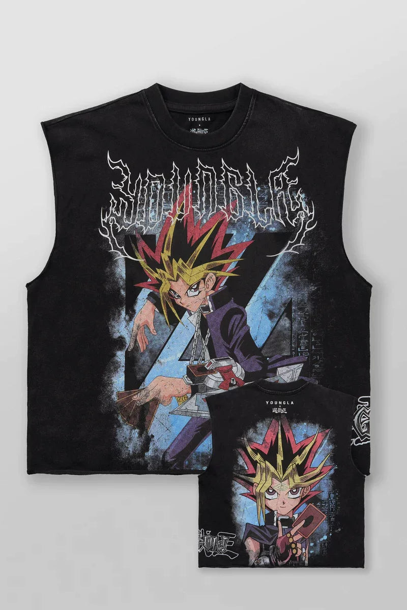2026 new short and wide shoulder men's themed printed T-shirt with oversized design for sports and fitness, loose cotton vest