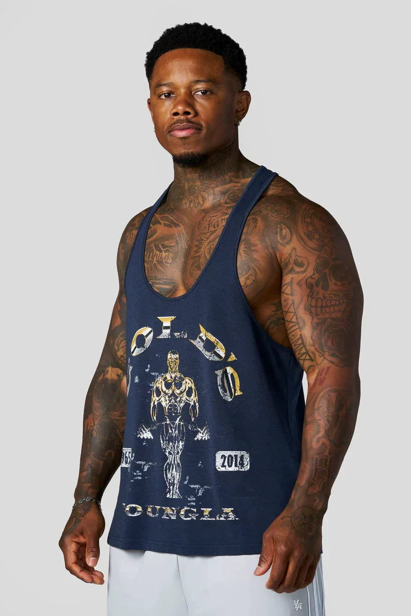 YOUNG LA20226 Summer New Men's Tank Top, Jogger Sports Fitness Cotton Slimming Tank Top