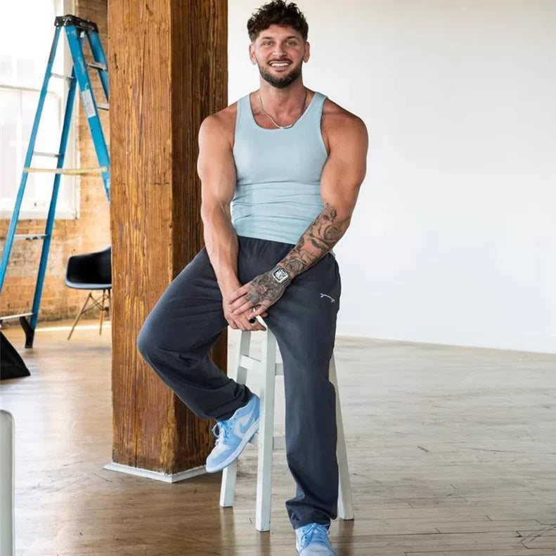 youngla summer knitted ice silk fitness sports casual slim men vest men I-line muscle vest men