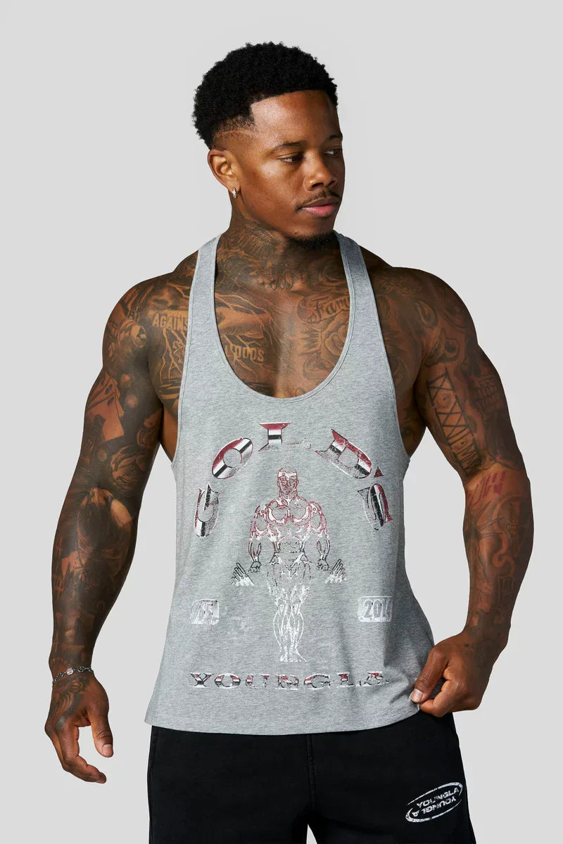 YOUNG LA20226 Summer New Men's Tank Top, Jogger Sports Fitness Cotton Slimming Tank Top