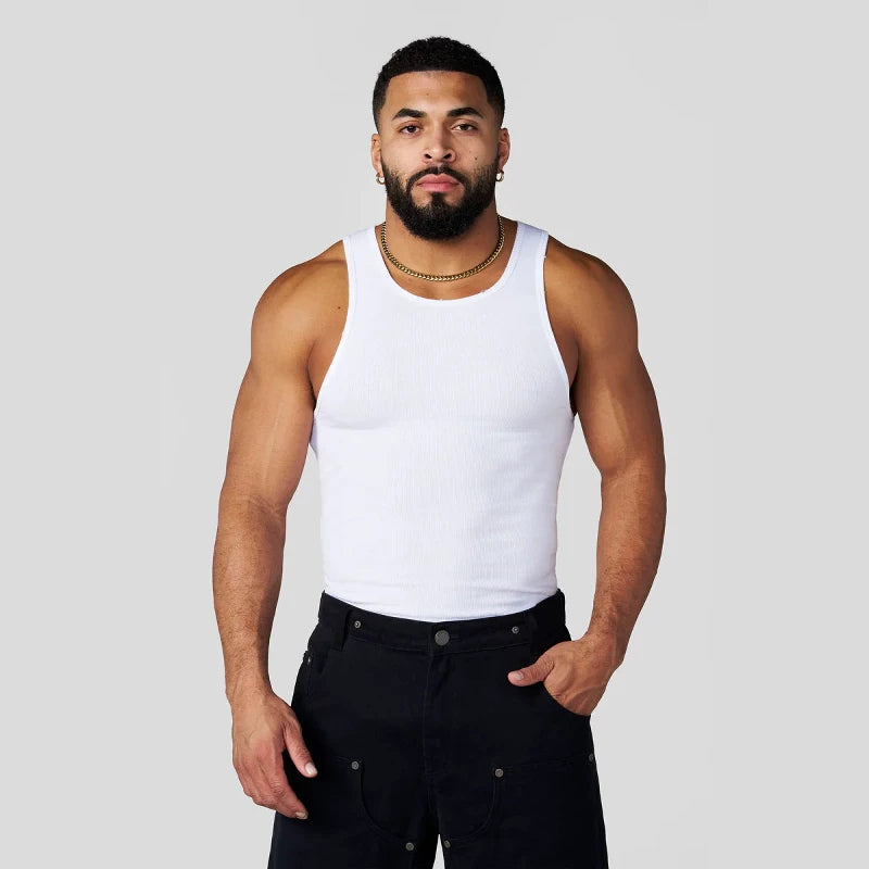 2026 summer new knitted ice silk ribbed sports and fitness vest, quick drying tight fitting sleeveless printed top