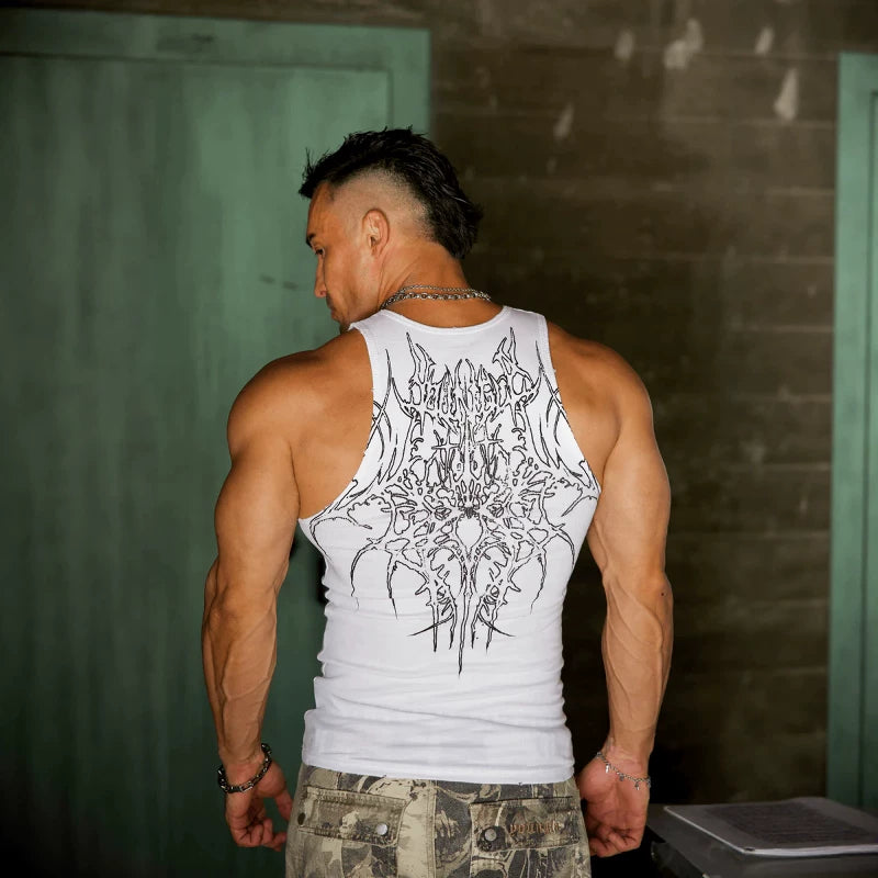 2026 summer new knitted ice silk ribbed sports and fitness vest, quick drying tight fitting sleeveless printed top