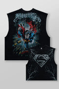 2026 new short and wide shoulder men's themed printed T-shirt with oversized design for sports and fitness, loose cotton vest