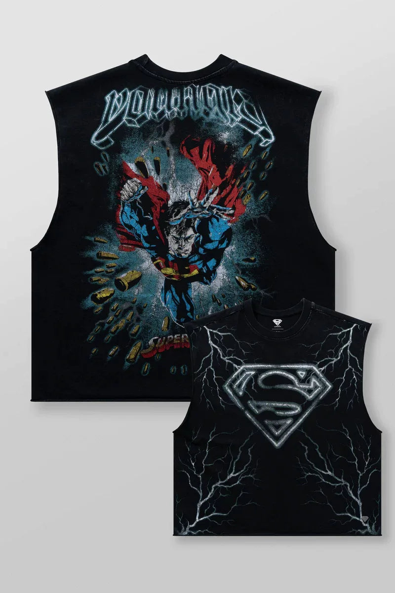2026 new short and wide shoulder men's themed printed T-shirt with oversized design for sports and fitness, loose cotton vest