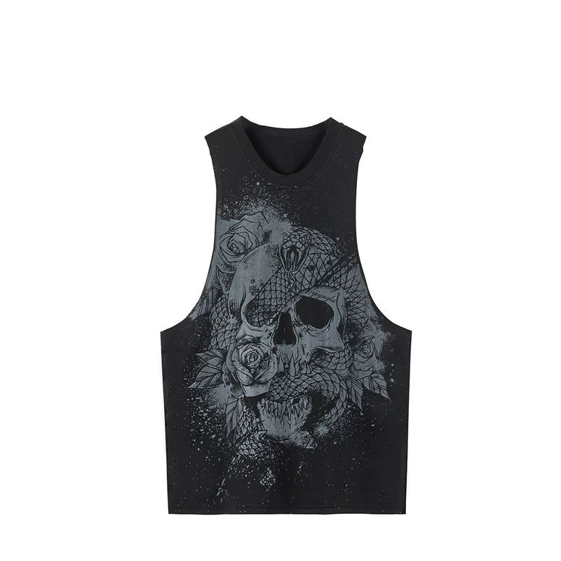 YOONGLA American style new men's I-shaped vest for sports, fitness, hurdles, sleeveless cotton, loose running, and shoulder