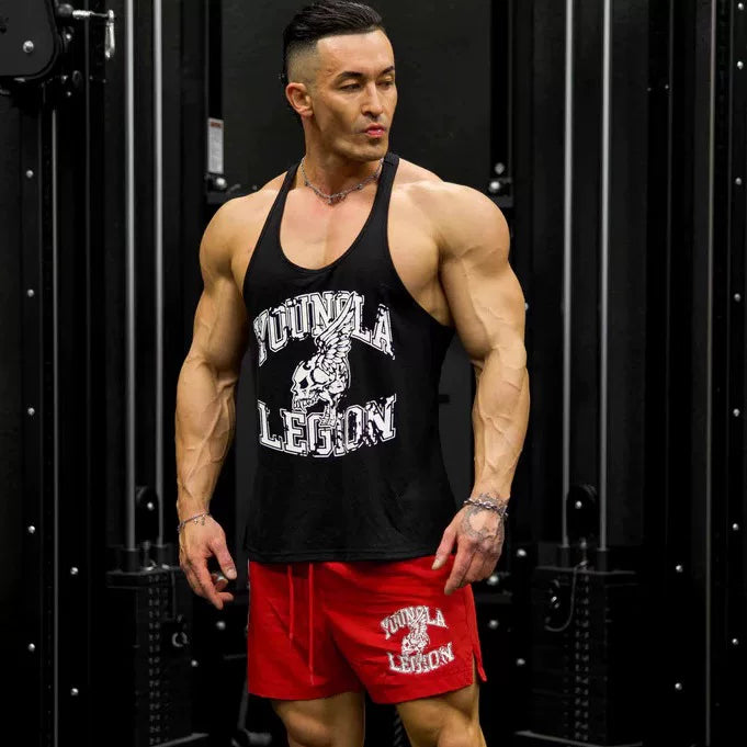 YOONGLA's new American style muscle fitness tank top, jogger's gym workout and fitness training tank top