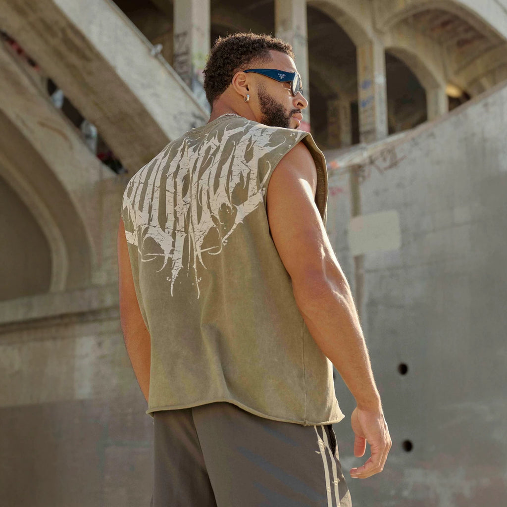 YOUNG LA American Trendy Brand Men's Tank Top Summer New Slow Running Sports Fitness Tank Top Fashion Leisure Sleeveless T-shirt