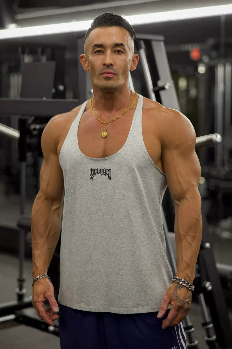 YOUNG Li American style new men's vest muscle sports fitness cotton print casual trend sleeveless T-shirt trend