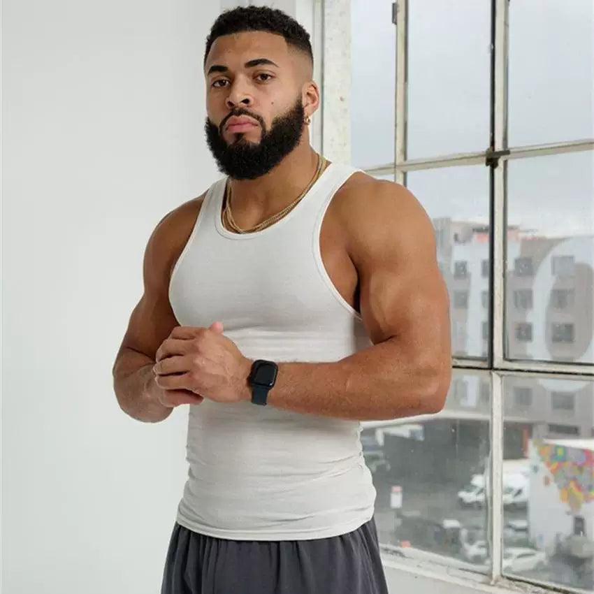 youngla summer knitted ice silk fitness sports casual slim men vest men I-line muscle vest men