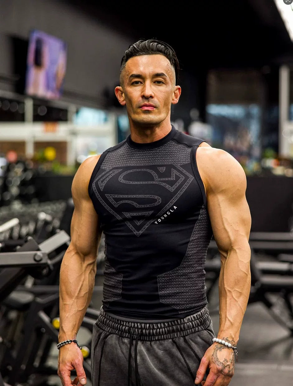 YOONGLA new fitness vest for men, high elasticity training, running, morning running, camisole, quick drying, high elasticity sleeveless T-shirt