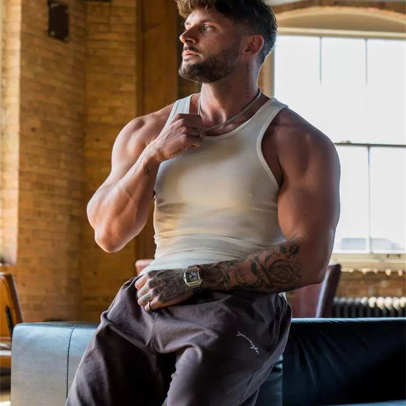 youngla summer knitted ice silk fitness sports casual slim men vest men I-line muscle vest men