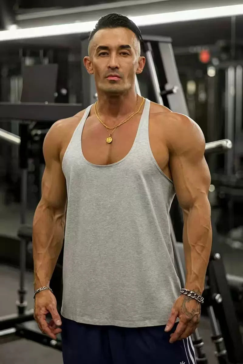 YOUNG Li American style new men's vest muscle sports fitness cotton print casual trend sleeveless T-shirt trend