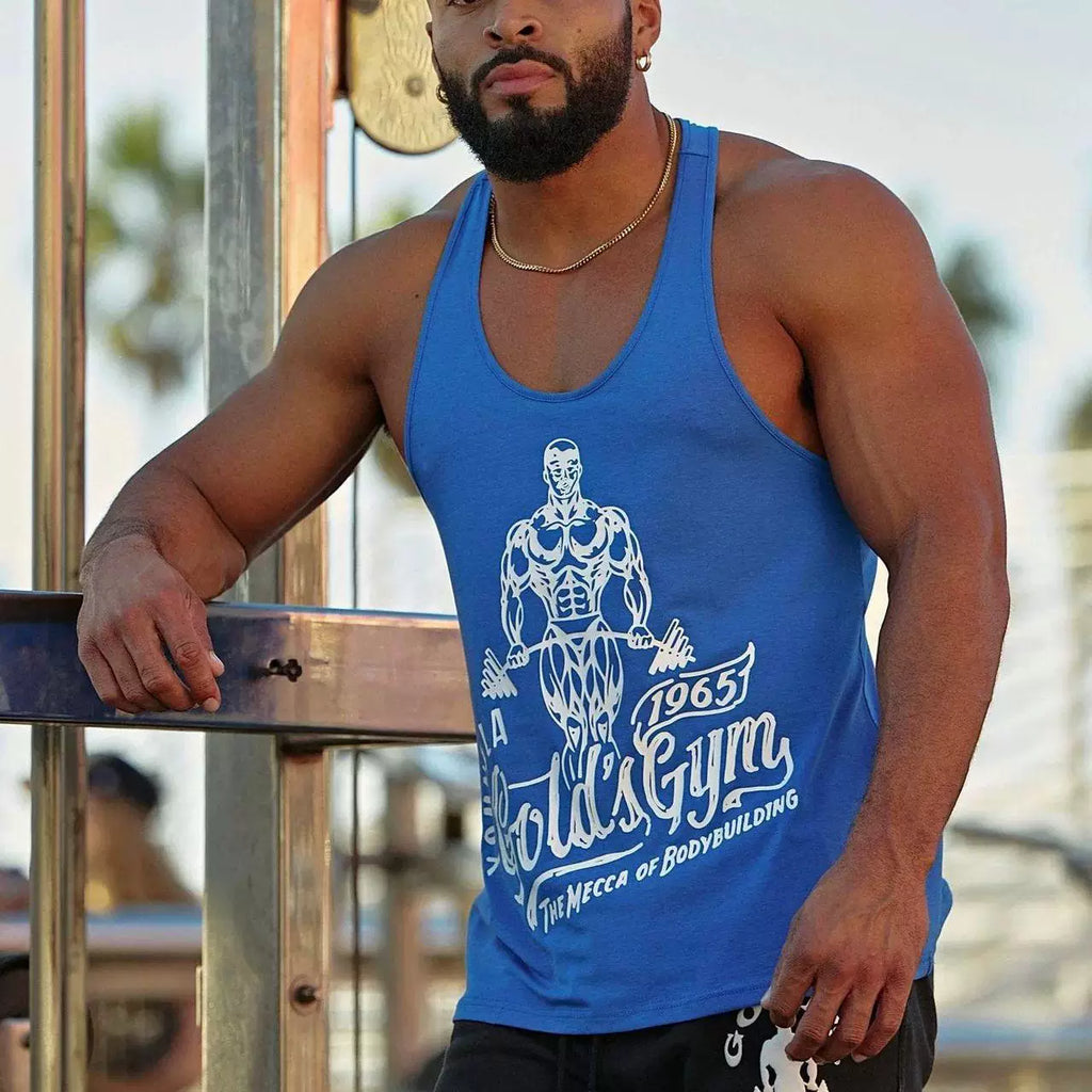 YOUNG LA New Men's Tank Top Outdoor Running Training Sports Fitness Fast Drying Breathable Pure Cotton Printed Top
