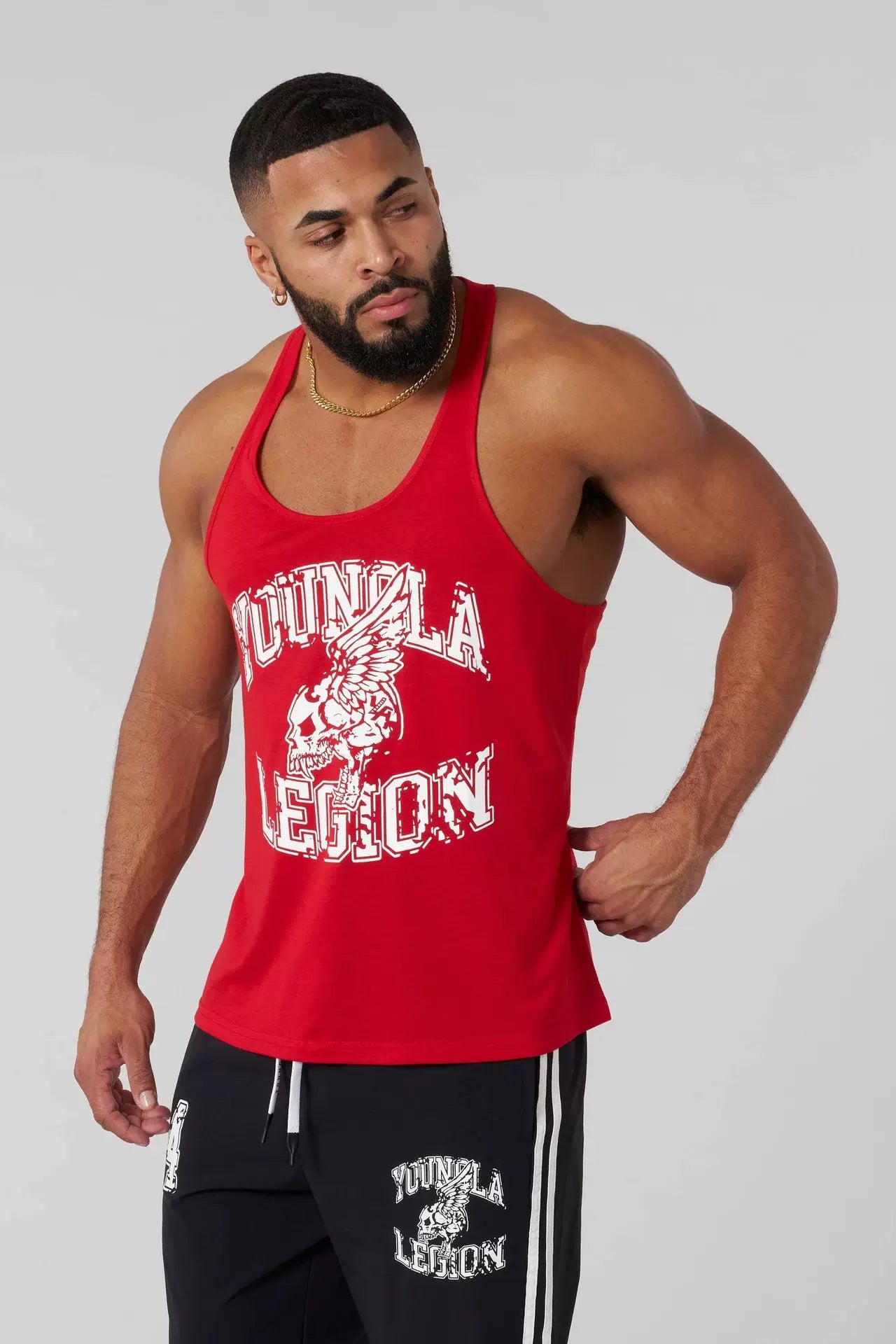 YOONGLA's new American style muscle fitness tank top, jogger's gym workout and fitness training tank top