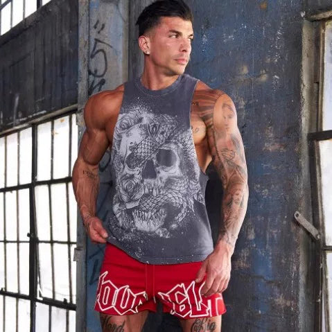 YOONGLA American style new men's I-shaped vest for sports, fitness, hurdles, sleeveless cotton, loose running, and shoulder