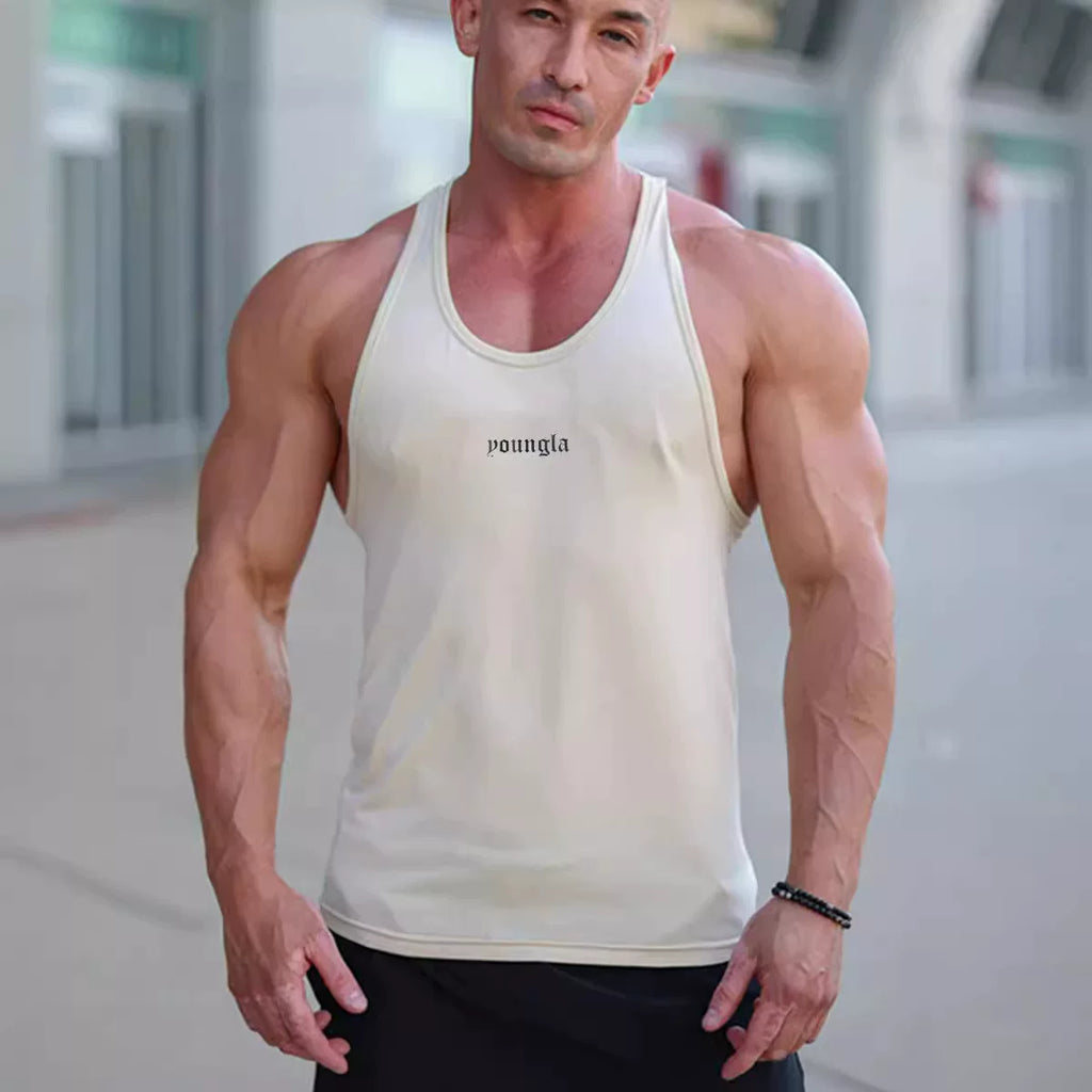 YOONGLA Summer Running Fitness Sleeveless Fashion Leisure Breathable Elastic Muscle Giant Roll Iron Tank Top