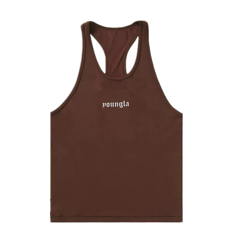 YOONGLA Summer Running Fitness Sleeveless Fashion Leisure Breathable Elastic Muscle Giant Roll Iron Tank Top