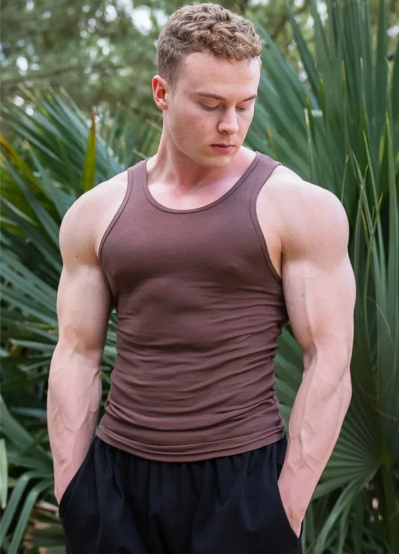 youngla summer knitted ice silk fitness sports casual slim men vest men I-line muscle vest men