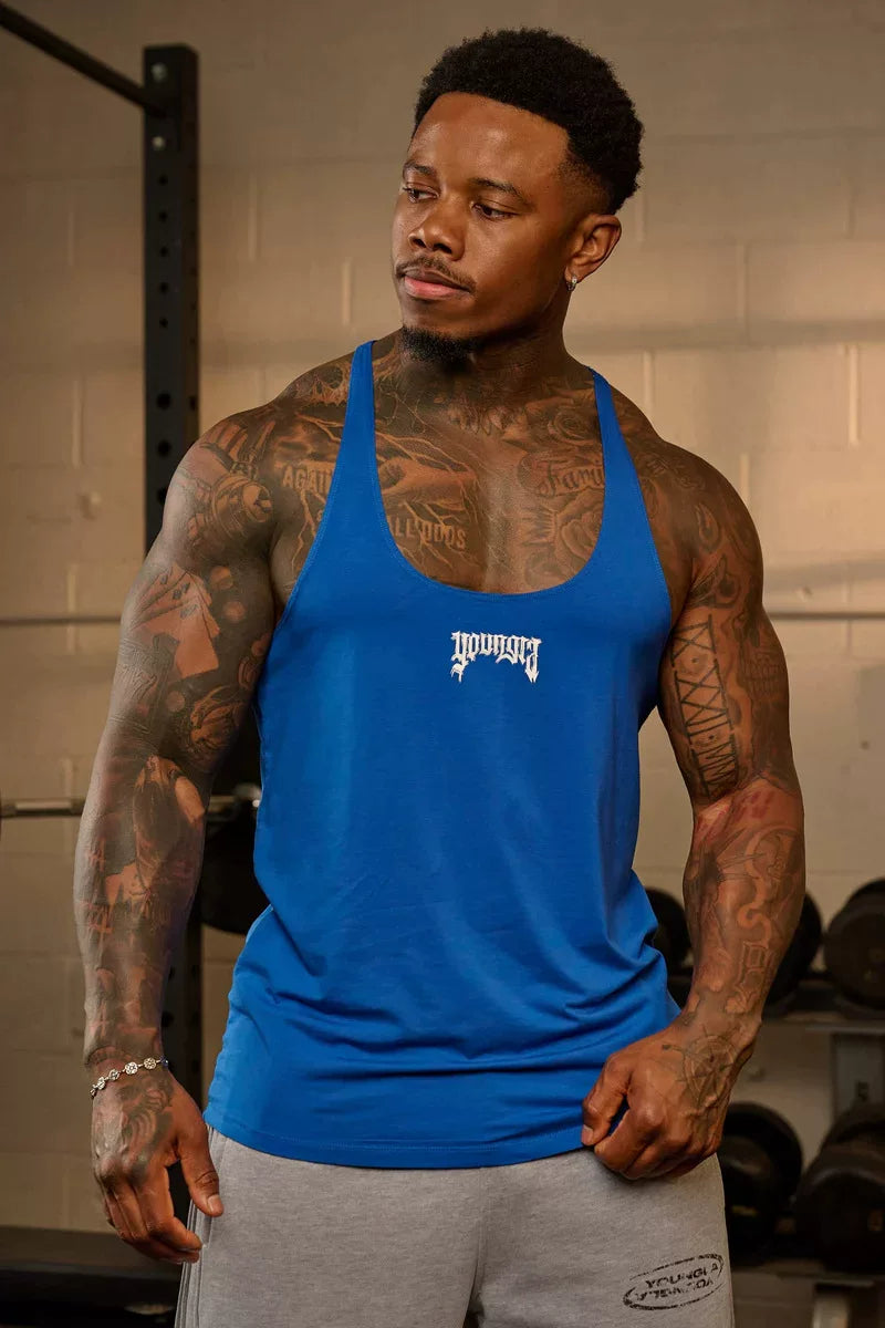 YOUNG Li American style new men's vest muscle sports fitness cotton print casual trend sleeveless T-shirt trend