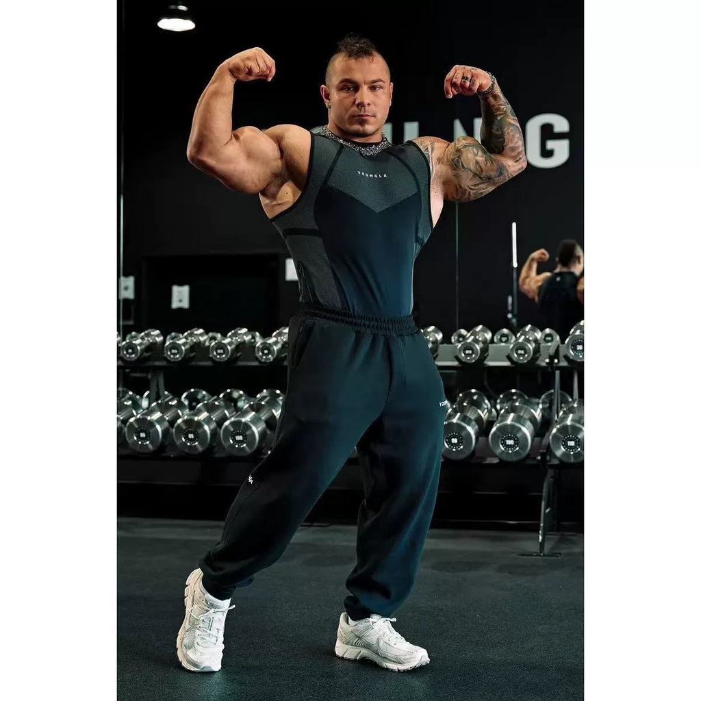 YOONGLA American Summer New Men's Tight T-shirt Jogger Sports Fitness Running Training Speed Drying Short Sleeve