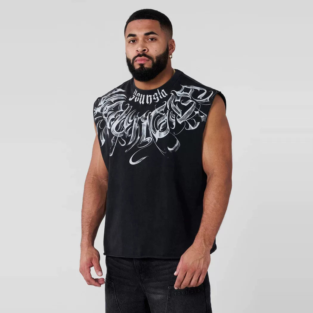 YOUNG LA American Trendy Brand Men's Digital Direct Spray Summer New Slow Running Sports Fitness Tank Top Fashion Leisure Sleeveless T-shirt