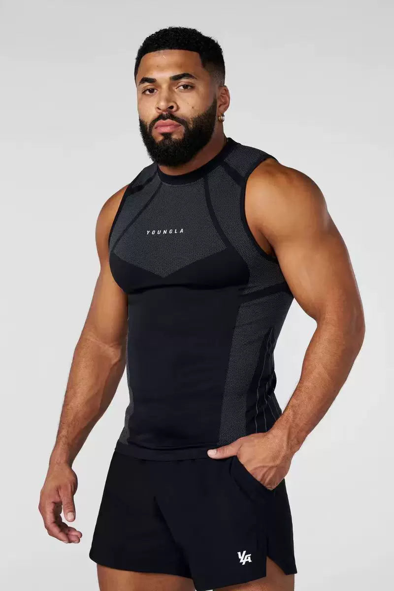 YOONGLA American Summer New Men's Tight T-shirt Jogger Sports Fitness Running Training Speed Drying Short Sleeve