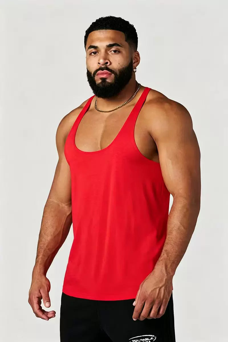 YOUNG Li American style new men's vest muscle sports fitness cotton print casual trend sleeveless T-shirt trend