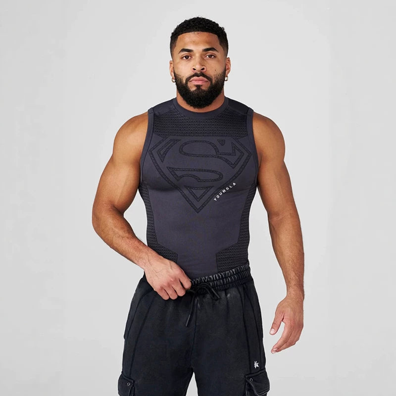 YOONGLA new fitness vest for men, high elasticity training, running, morning running, camisole, quick drying, high elasticity sleeveless T-shirt