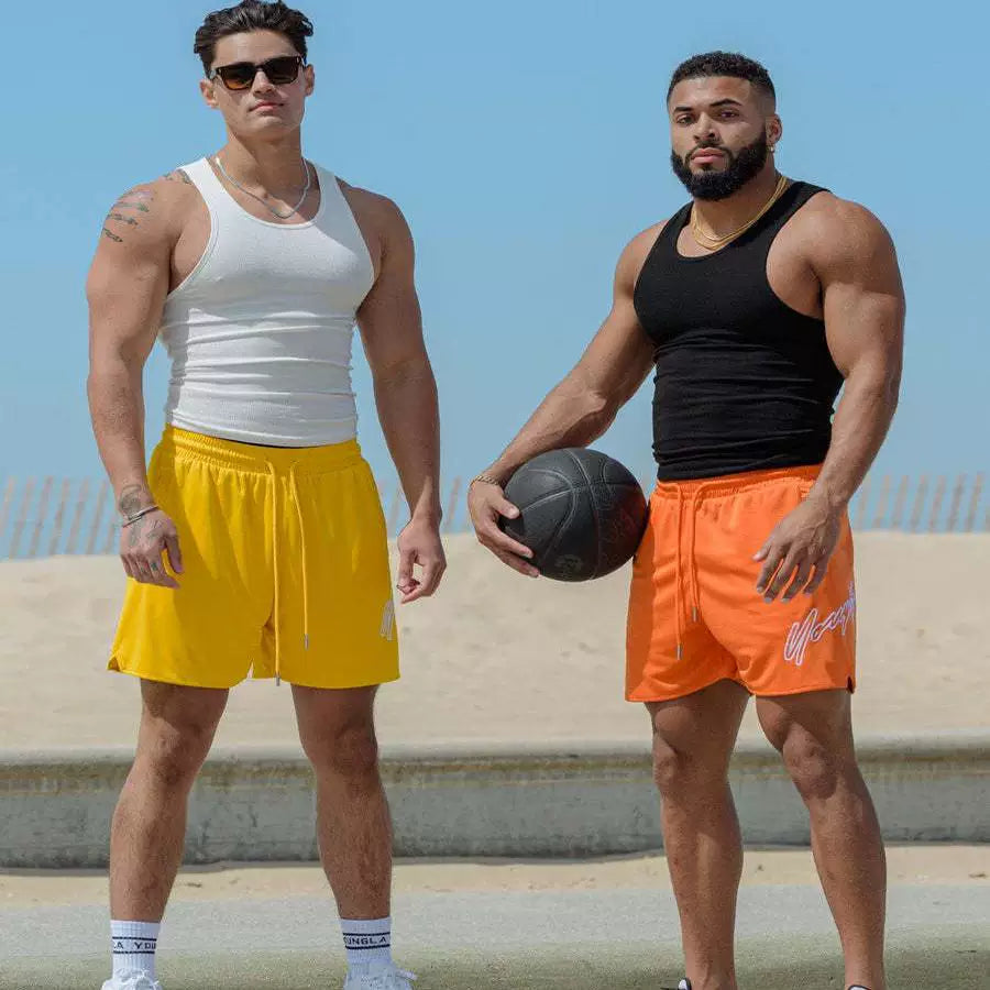 YONGLA men's shorts for summer sports and leisure, quick drying breathable beach pants, basketball training vest, camisole