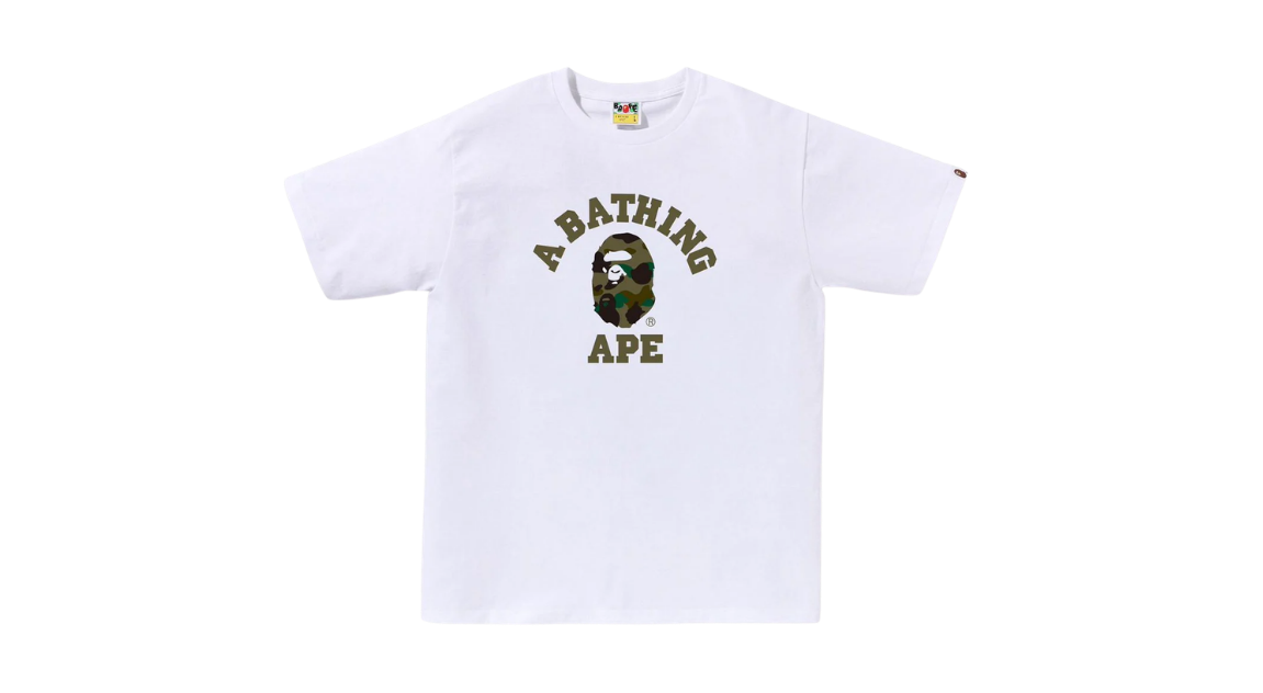 BAPE College Tee 1ST Camo White Green