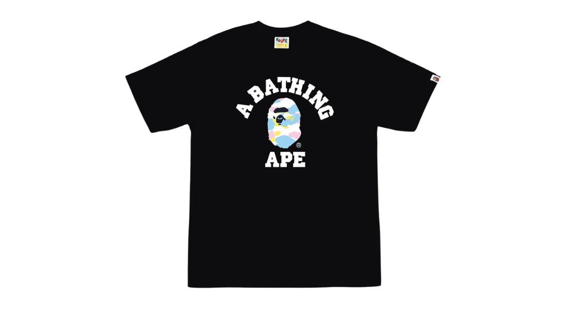 BAPE College Tee Multi Camo Black
