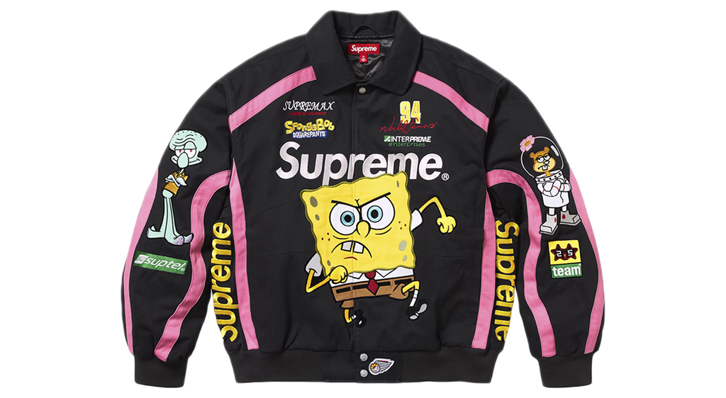 Supreme x SpongeBob SquarePants Jeff Hamilton Racing Jacket Black