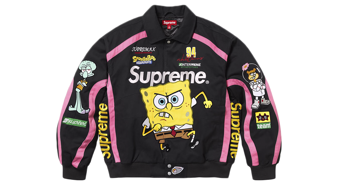 Supreme x SpongeBob SquarePants Jeff Hamilton Racing Jacket Black