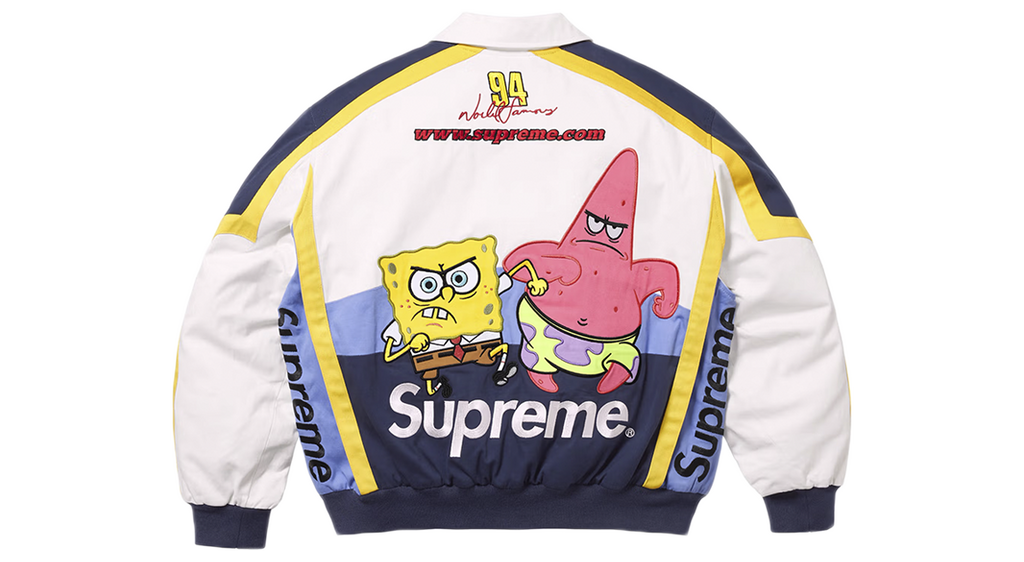 Supreme x SpongeBob SquarePants Jeff Hamilton Racing Jacket White