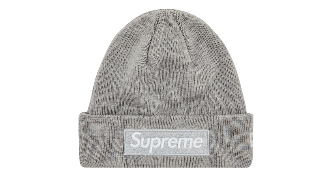 Supreme New Era Box Logo Beanie 'Heather Grey' (FW24)