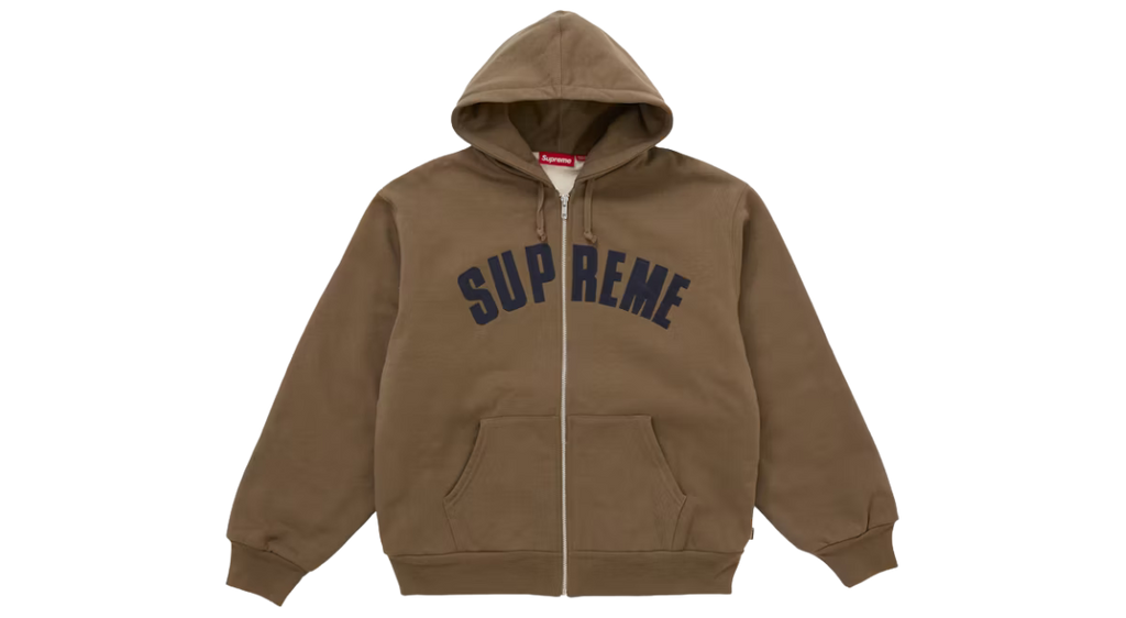Supreme Arc Thermal Lined Zip Up Hoodie Brown
