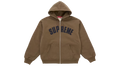 Supreme Arc Thermal Lined Zip Up Hoodie Brown