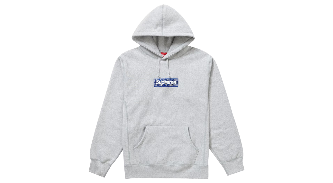 Supreme Bandana Box Logo Hoodie Heather Grey (FW19)