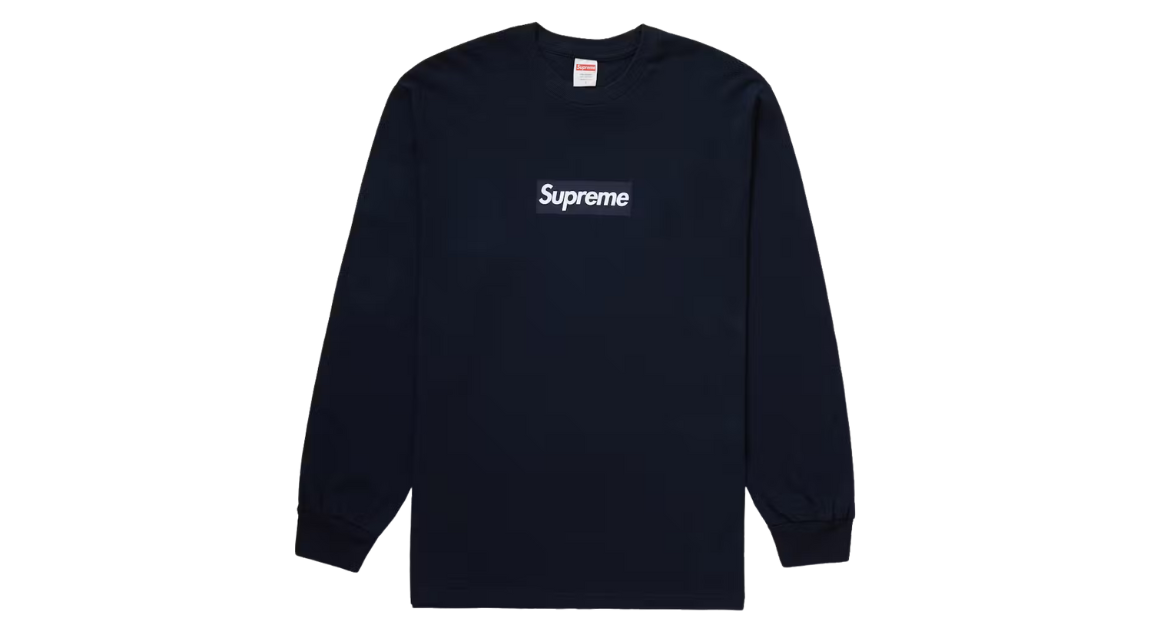 Supreme Box Logo Long Sleeve Tee Navy (P)