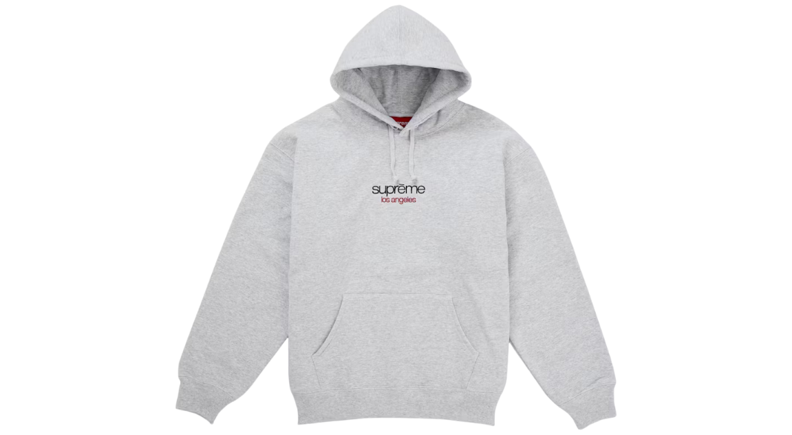 Supreme Classic Logo Los Angeles Shop Hoodie Heather Grey