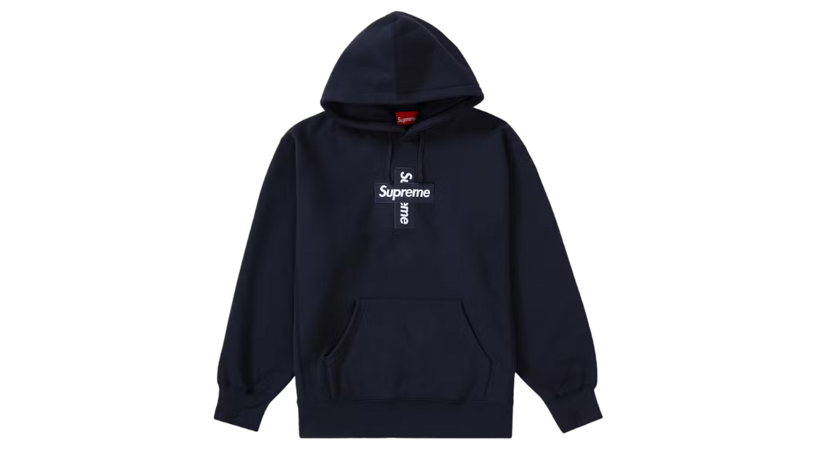 Supreme Cross Box Logo Hoodie Navy (P)