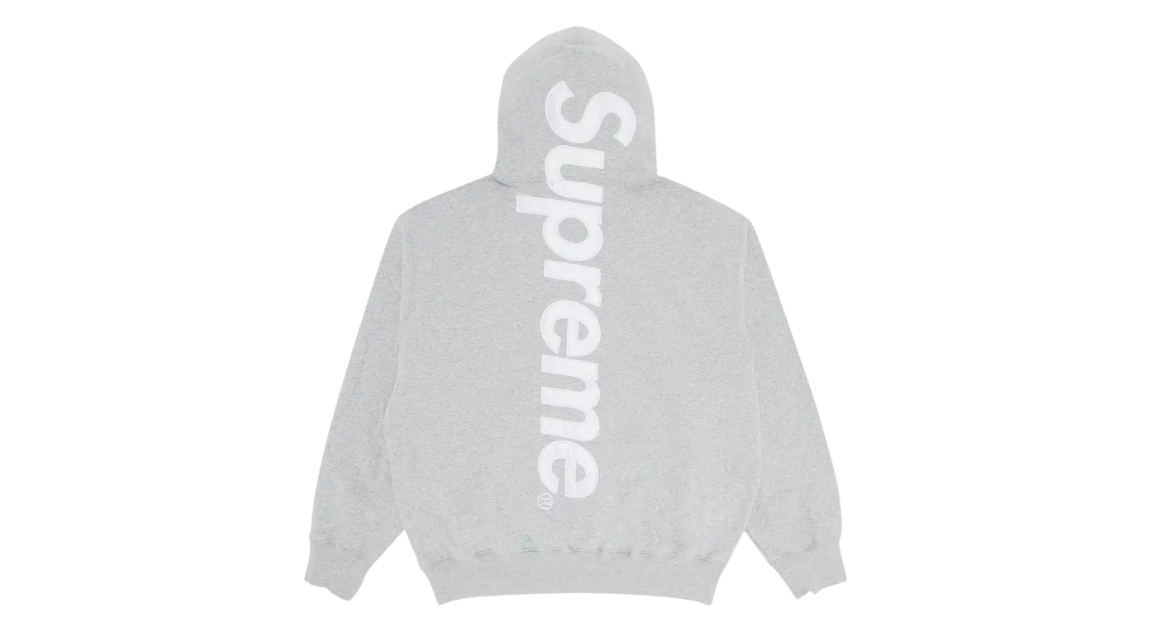 Supreme Satin Applique Hoodie Heather Grey (FW25)