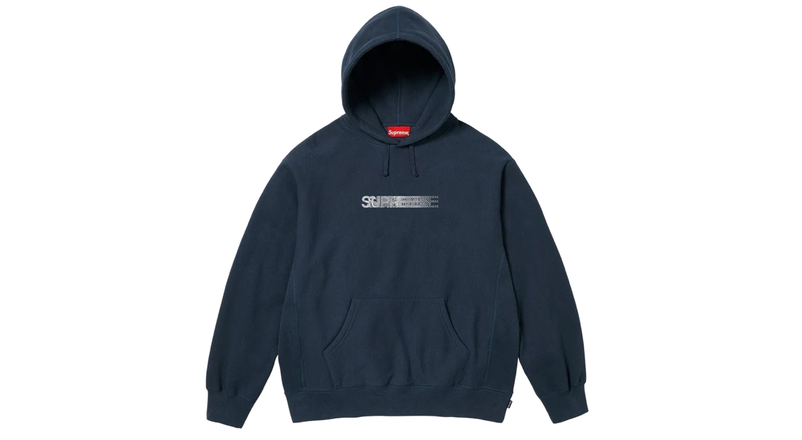 Supreme Swarovski Motion Logo Hoodie Navy