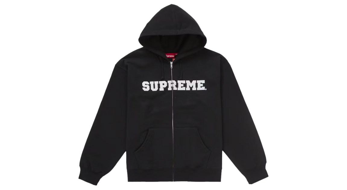 Supreme Collegiate Applique Zip Up Hoodie Black