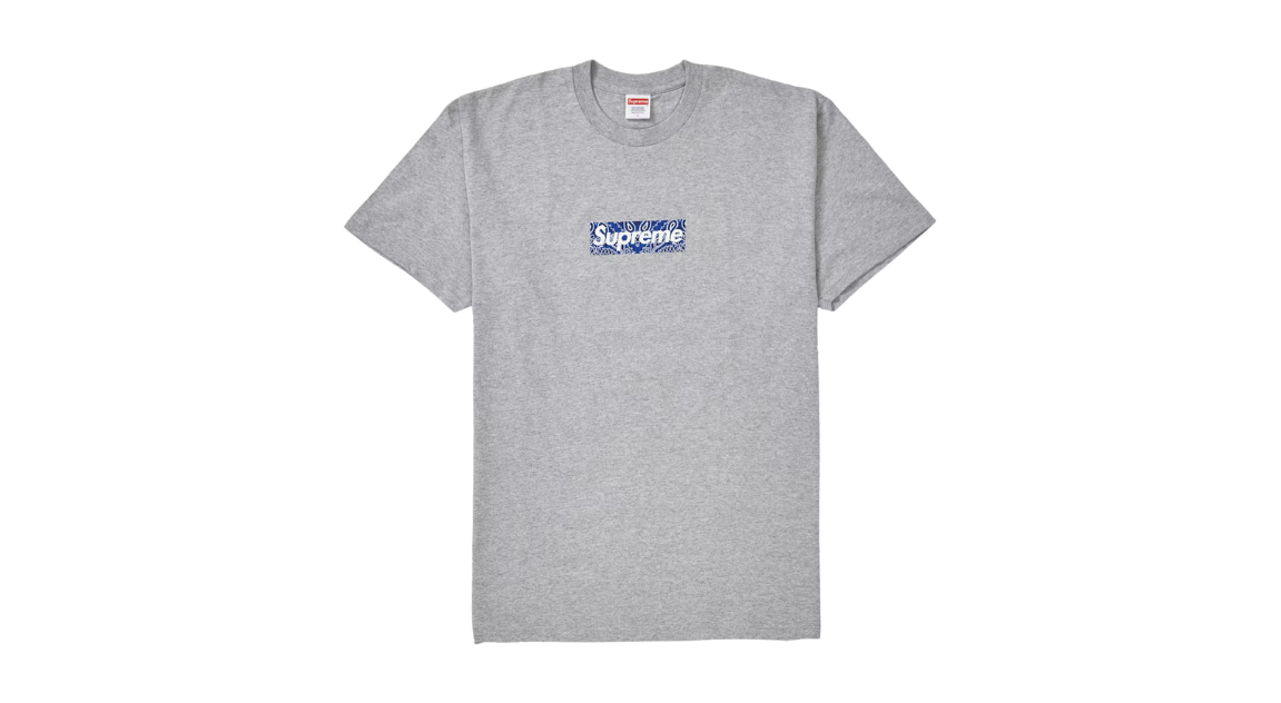 Supreme Bandana Box Logo Tee Heather Grey (FW19)