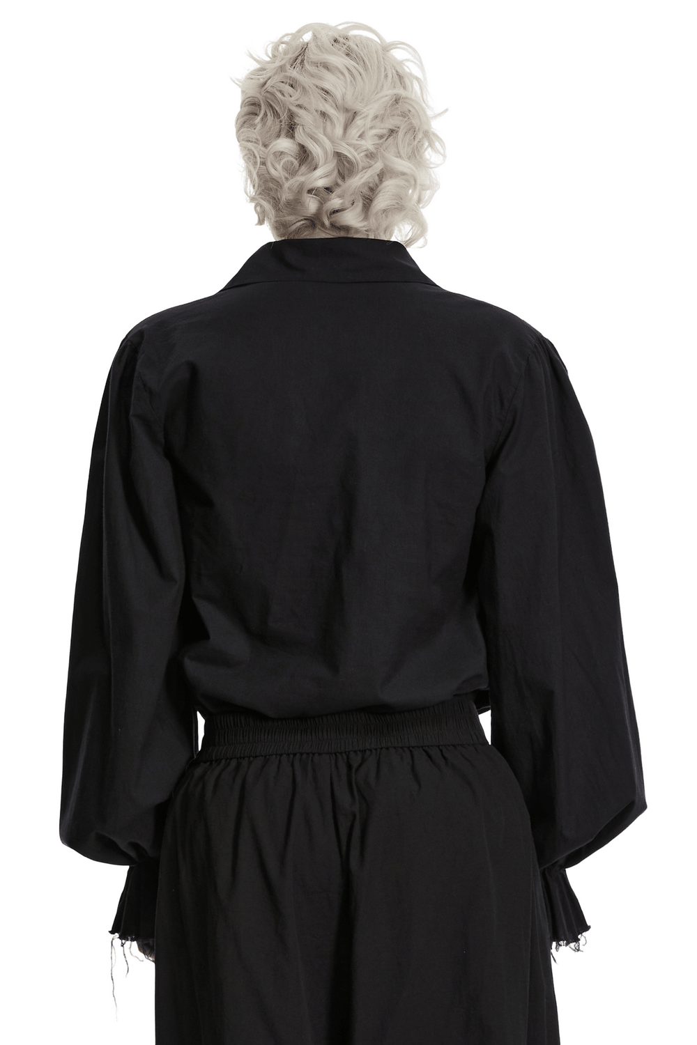 Black Ruffle Lace Up Gothic Poet Shirt for Men