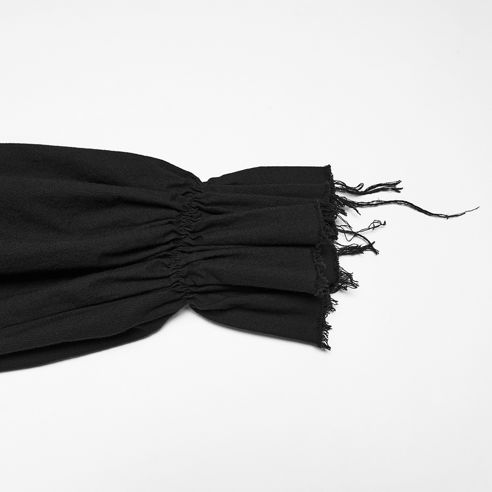 Black Ruffle Lace Up Gothic Poet Shirt for Men